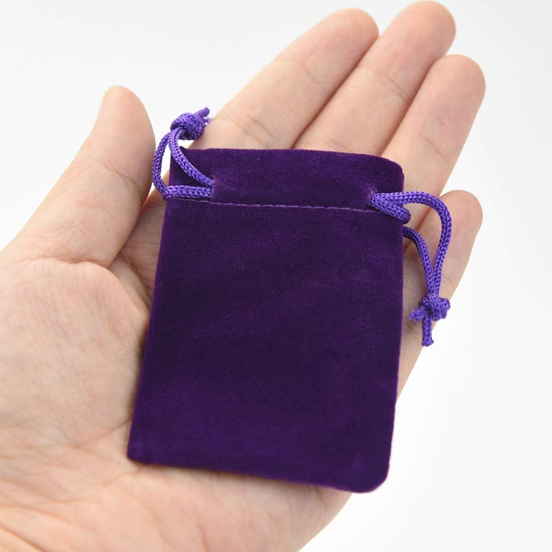 Nydotd 100pcs 2 X 2.8 inch Velvet Cloth Jewelry Pouches Velvet Drawstring Bags Christmas Candy Gift Bag Pouch for Wedding Favors Gifts, Event Supplies Party Favors (Purple) - Image 3